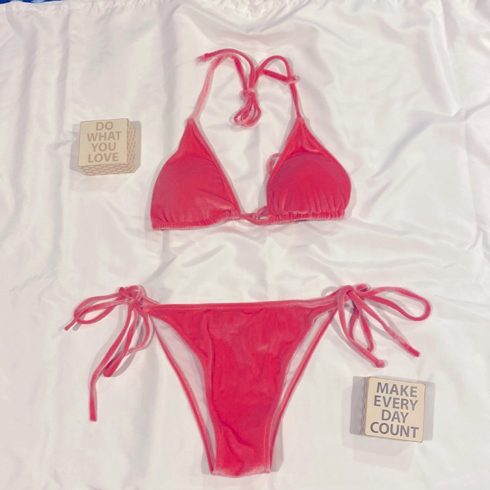 Shein Velvet Hot Pink Bikini. NWT.